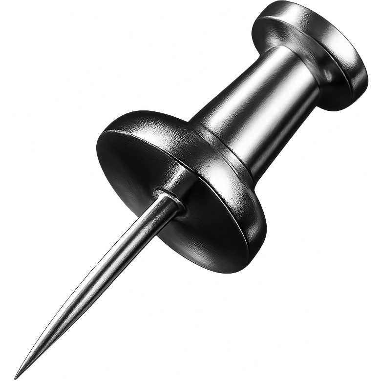 Make the entire pushpin chrome metallic with no red color and no background. emoji