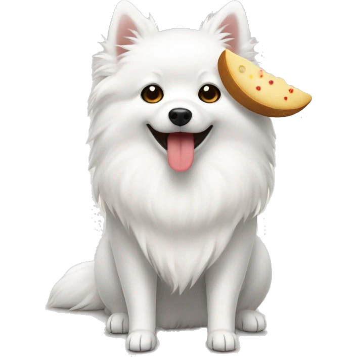 Japanese spitz eat the food emoji