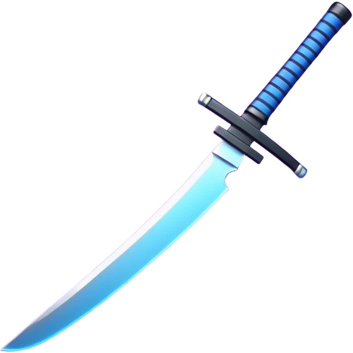 Animated emote: Katana breaking into pixels (purple/blue glitch effect). Loopable 3-frame animation. Minimalist, no background. emoji