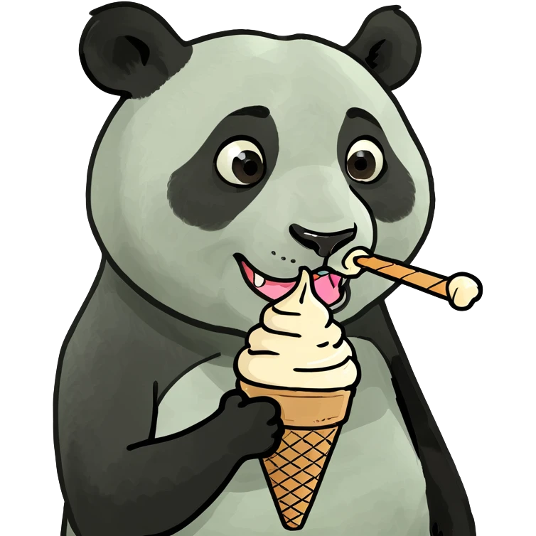 Panda eating ice cream emoji
