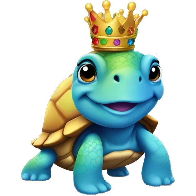 Rainbow turtle with crown emoji