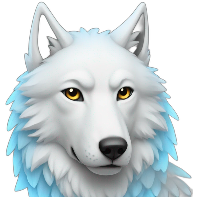 Whitelightbluewolfwithwings emoji