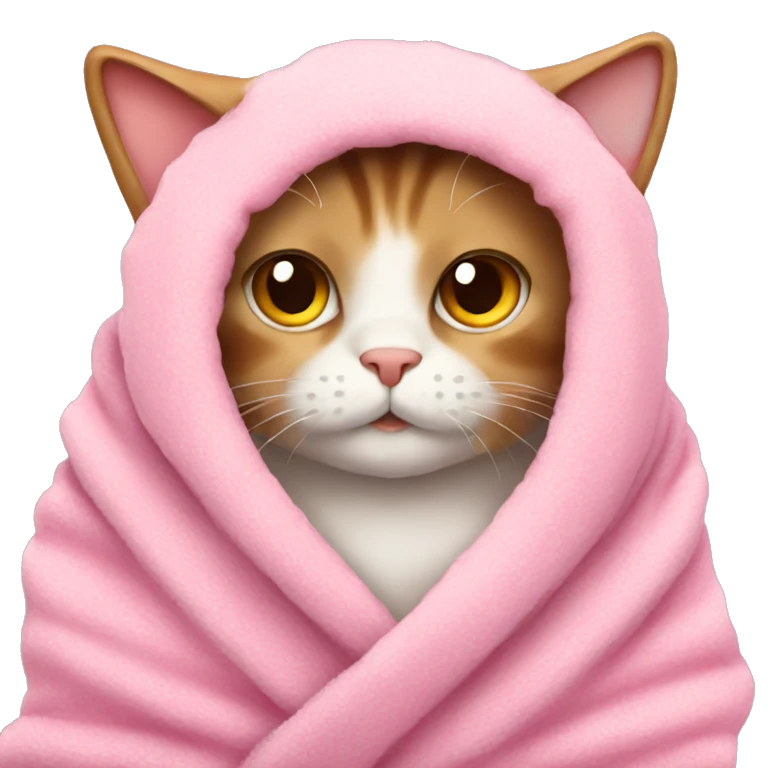 Cat in a pink cozy blanket emoji