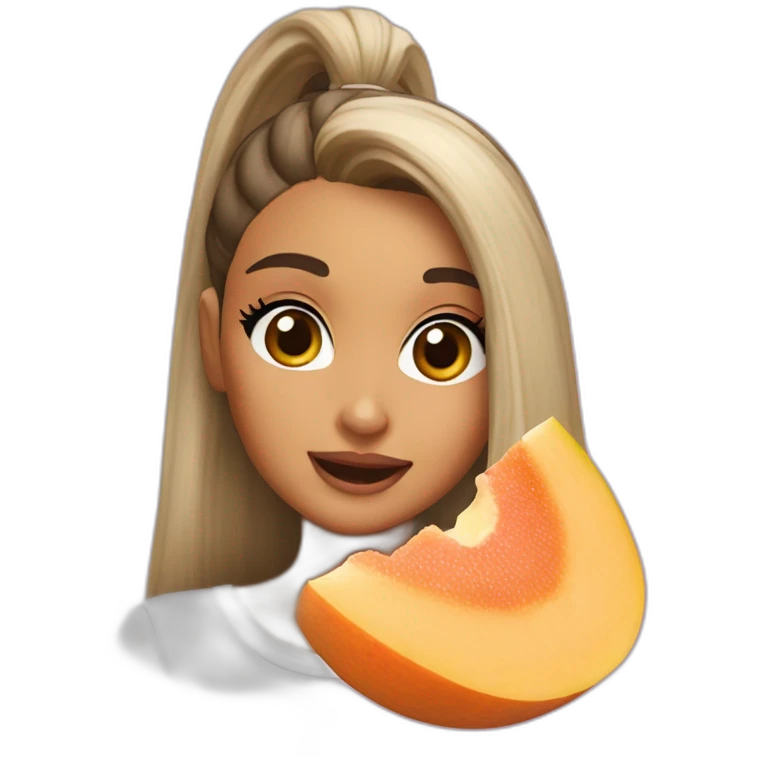 ariana grande eating a big cantaloupe emoji