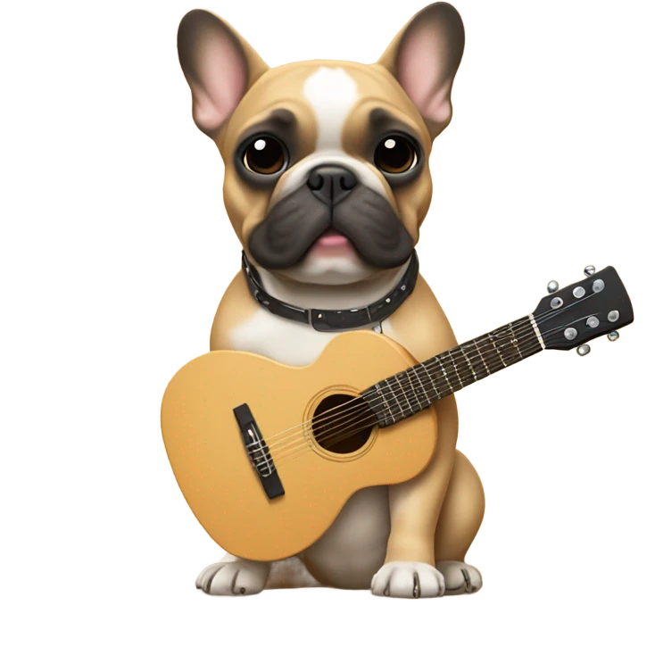 Tan French bulldog guitar emoji