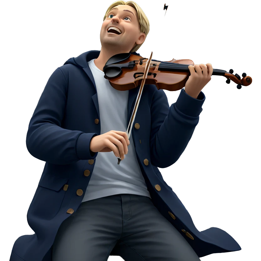 blonde boy playing violin outdoors emoji