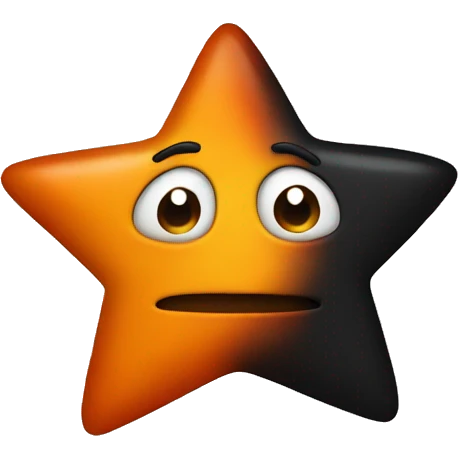 jumping star half black, half orange burnt emoji