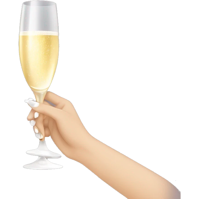white woman hand with french nails holding champagne glass emoji