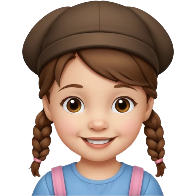 baby girl with brown hair and pigtails with hat emoji