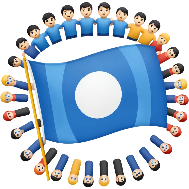 Flag Two blue lines up and down like the Israeli flag and the human circle on the Japanese flag in the middle  emoji