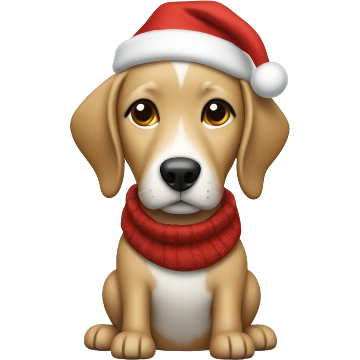 beige dog wearung christmas outfit emoji