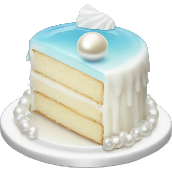 white cake with pearl and shell and water emoji