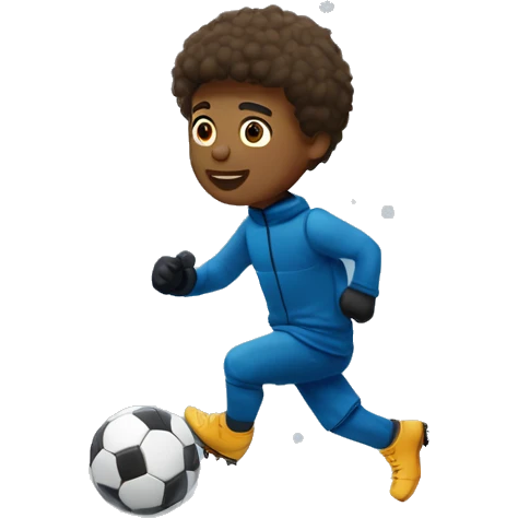 Garçon qui joue au foot sous la neige emoji