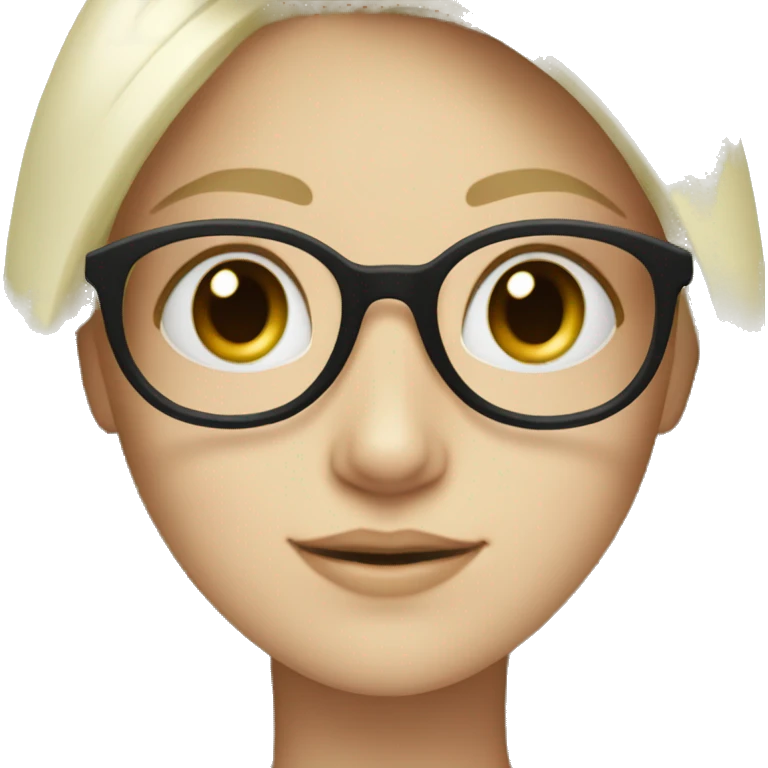 Pale Girl with dark blonde Haie and Blue-Green eyes with round glasses emoji