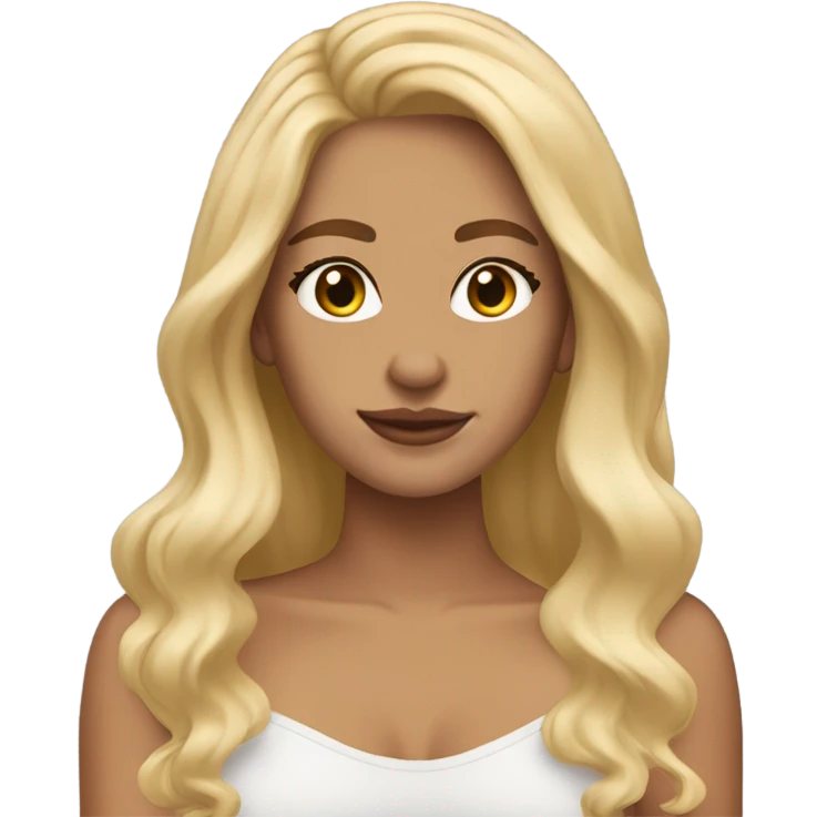 👩🏼 tan light skinned wavy blonde haired  emoji
