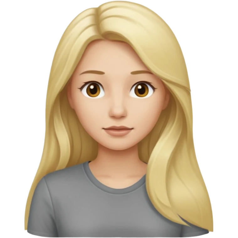 woman with long blonde hair, wear grey shirt emoji