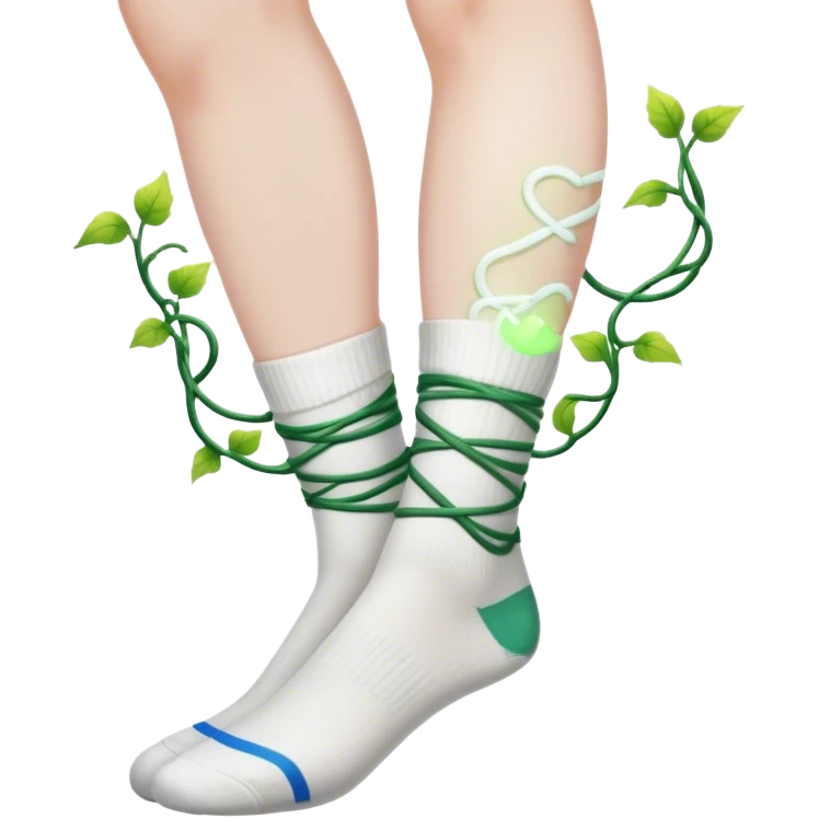 Moon white sport socks, glowing vines wrapped around ankles emoji