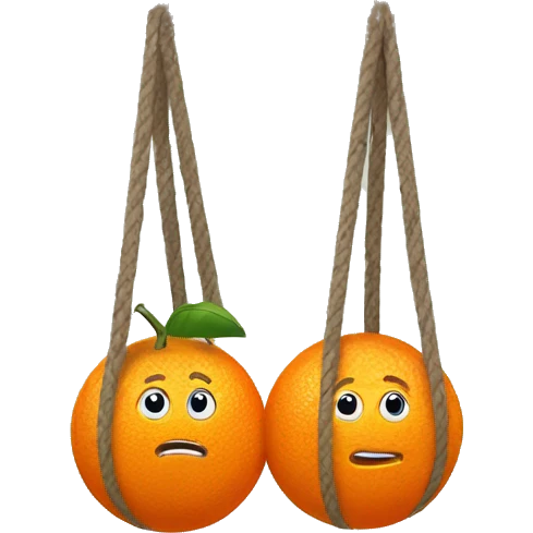 Two oranges hanging in a sling emoji
