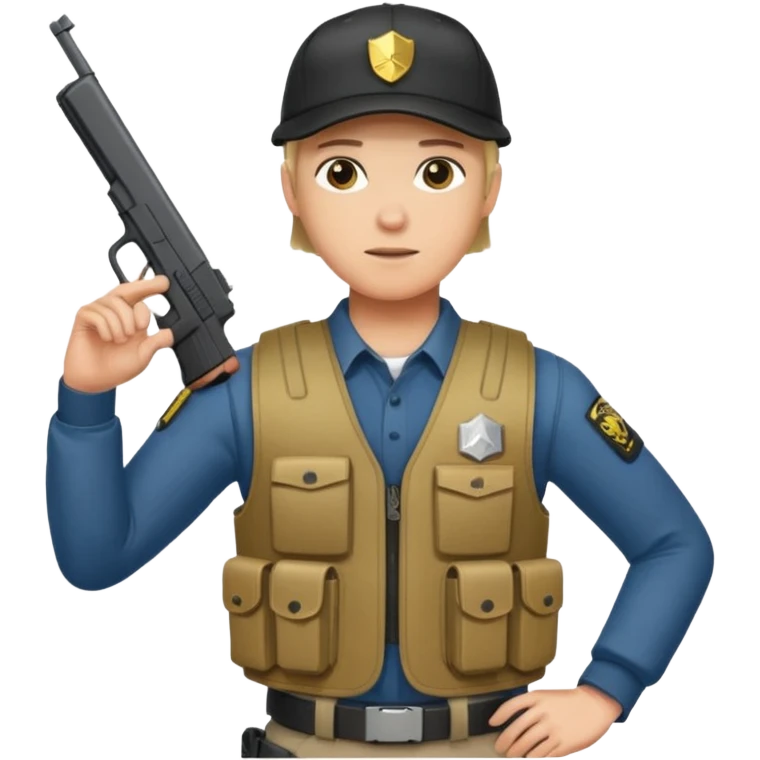 Fantasma con Glock en la mano izquierda, con gorra y un chaleco antibalas  emoji