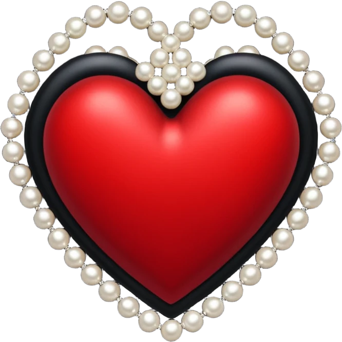 red gothic heart with black velvet and pearls, dark romance emoji