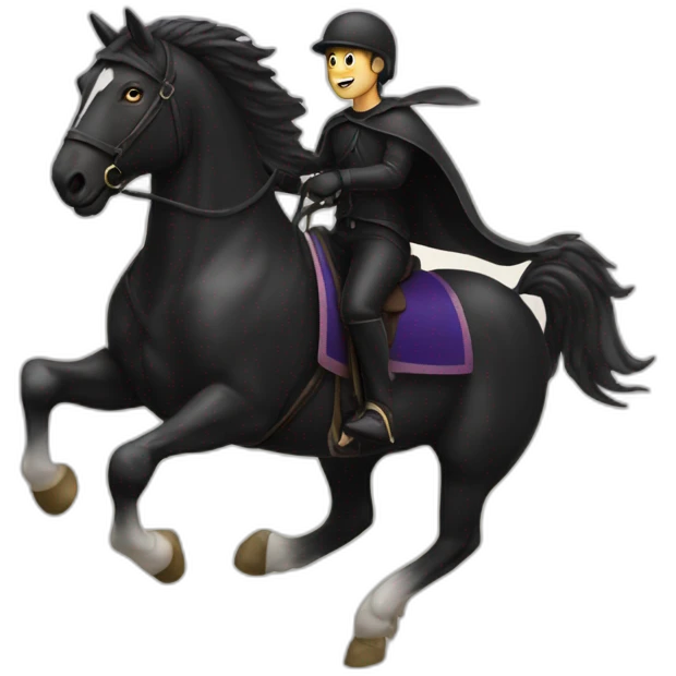Smigle riding a black horse emoji