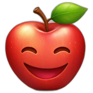 smiling red apple holding a bow emoji