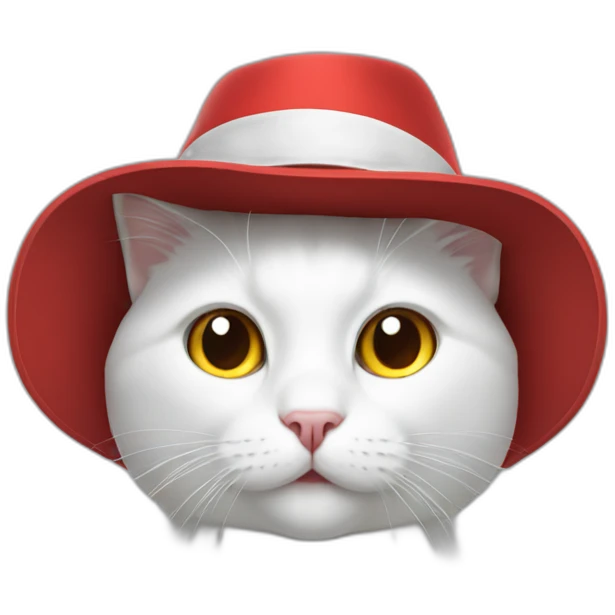 sitting white cat in vr headset in red hat emoji