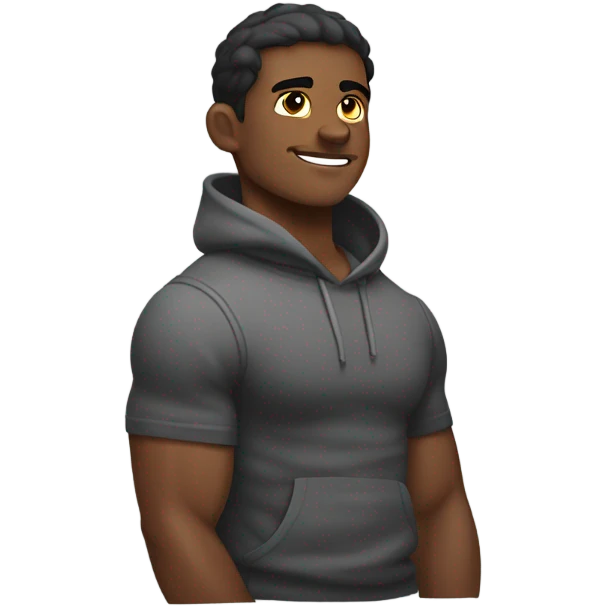 young muscle man with his hands behind his head in a relaxed pose emoji