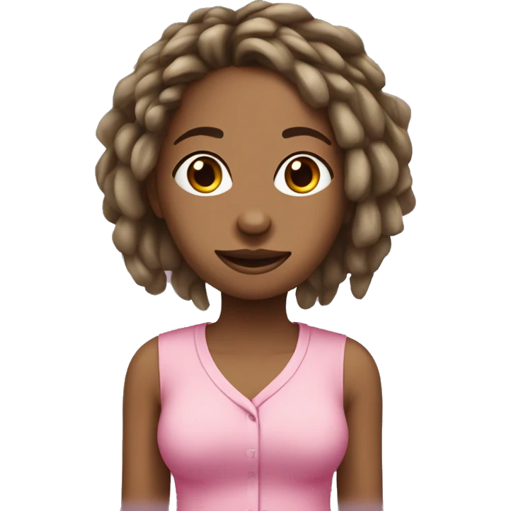 Olive￼ skin, toned, female, with dreadlocks that are brown, holding dog grooming, tools wearing a pink shirt ￼ emoji