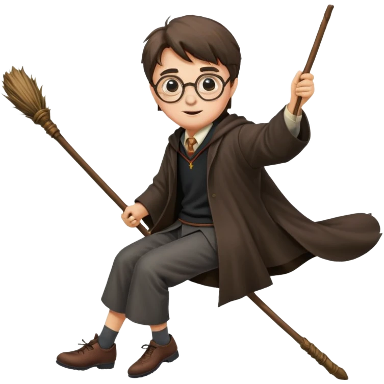 Harry potter riding a broomstick emoji