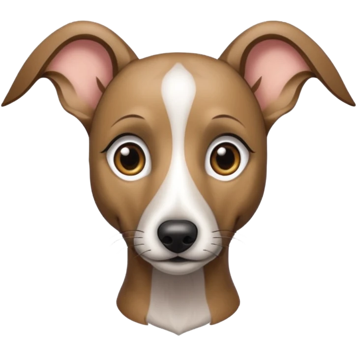 Create a brindle whippet emoji with long Dobby looking ears  emoji