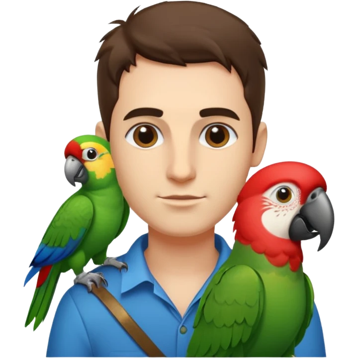Walker + parrot on shoulder, Pet Walkers. emoji