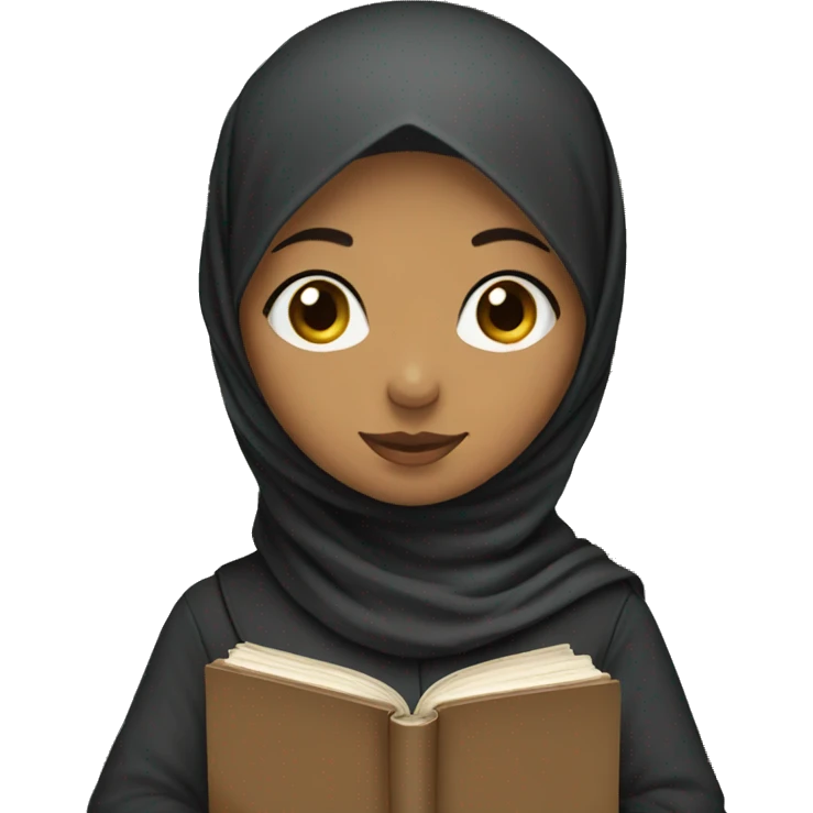 A young women with hijab holding books  emoji