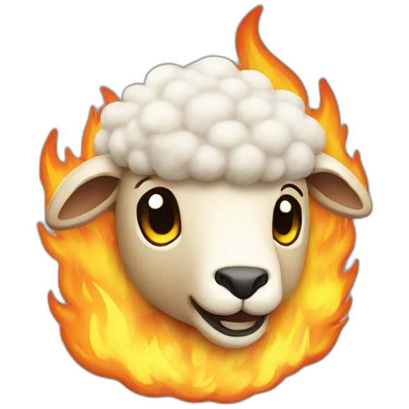 Flaming stuffed sheep emoji