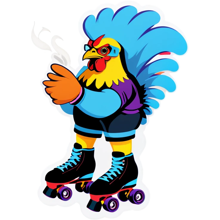 Chicken smoking on roller skates emoji