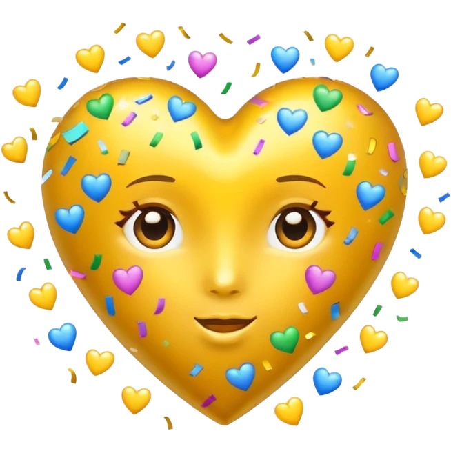 yellow heart with confetti emoji