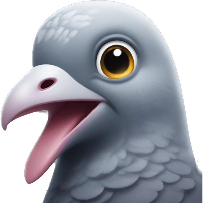 A pigeon smiling with teeth emoji