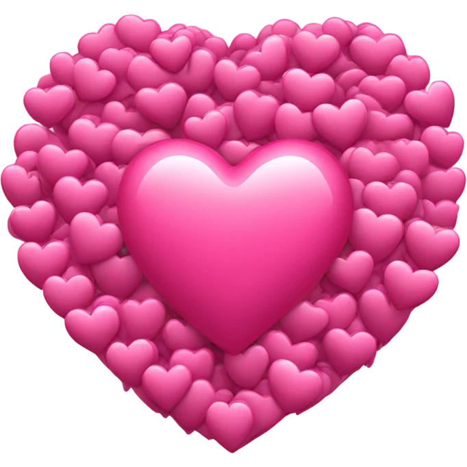 A big pink heart with lots of little pink hearts around it. emoji