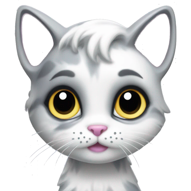 ethereal cute white and grey cat littlest pet shop lisa frank style emoji