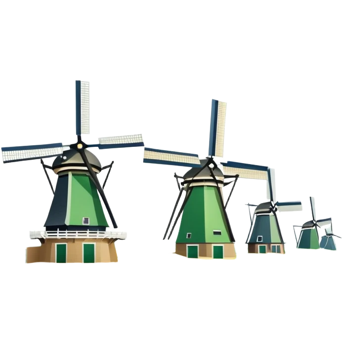cinematic-realistic-kinderdijk-windmills-landmark-emoji,-showcasing-traditional-dutch-windmills-aligned-along-a-tranquil-canal,-with-lush-green-fields,-soft-ripples-in-the-water. emoji