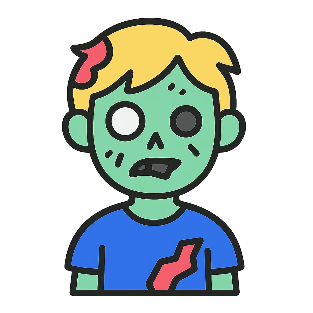 boy zombie with blonde hair, color outline icon style emoji