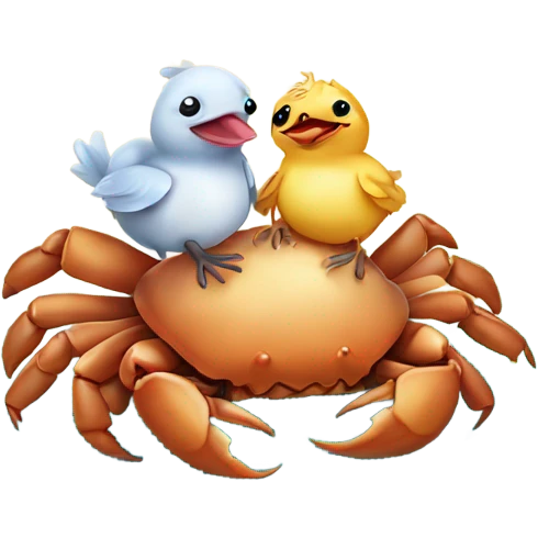 sea crab hugging baby chicken otter emoji