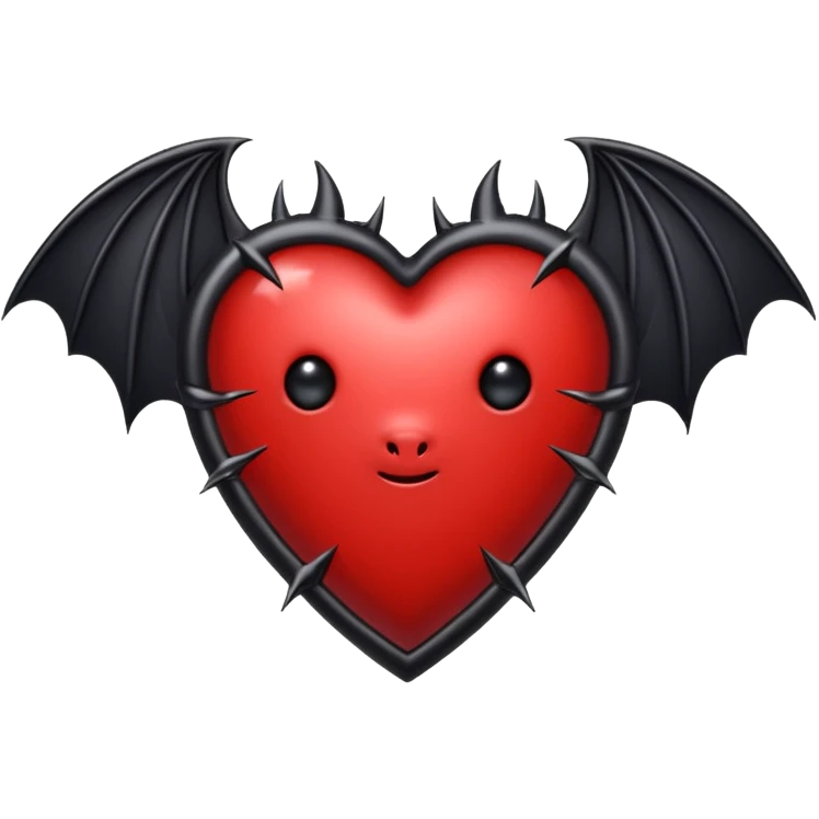 red heart with black thorns, pearls, and a bat, dark romance emoji
