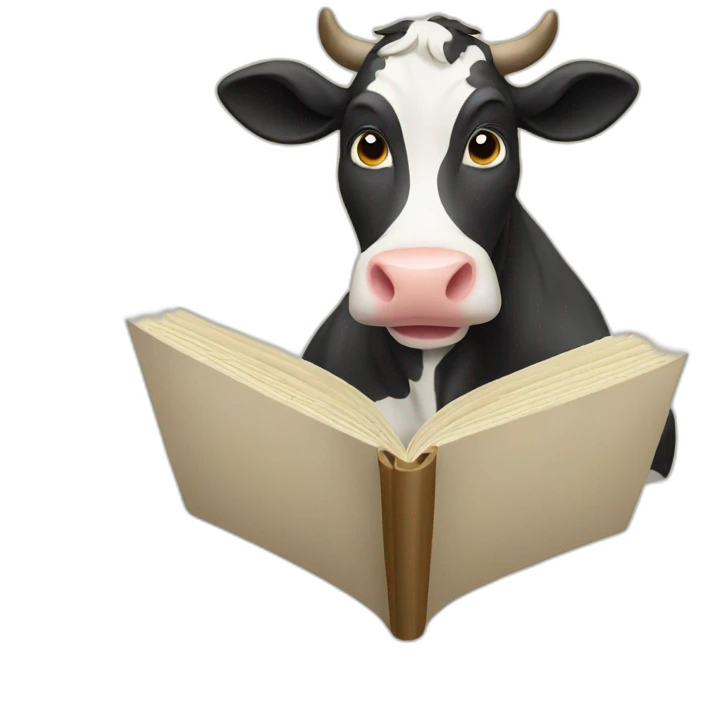 Cow reading emoji