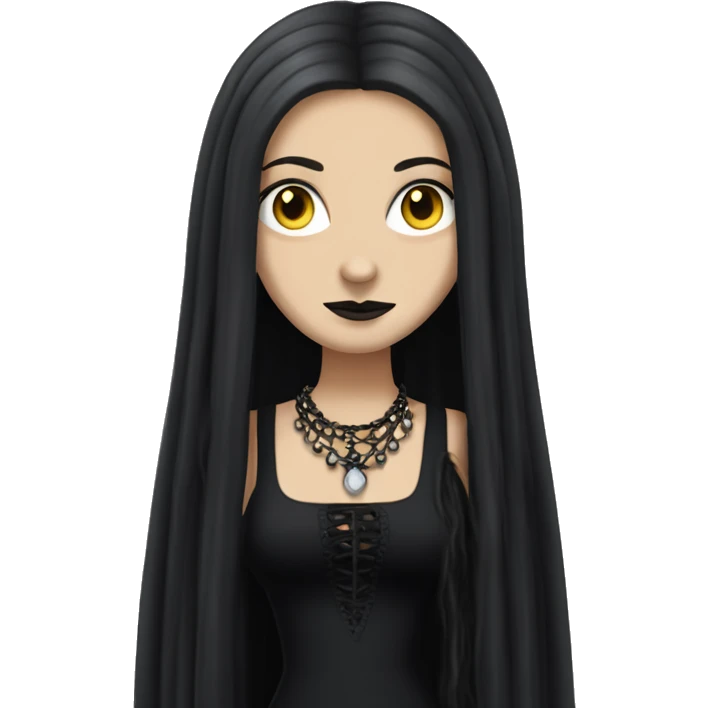 teen Morticia Addams,cute,with dreadlocks,showing off, show full body, accessories, dress  emoji