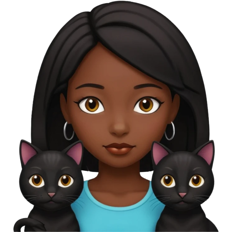 Black girl with grey cat emoji