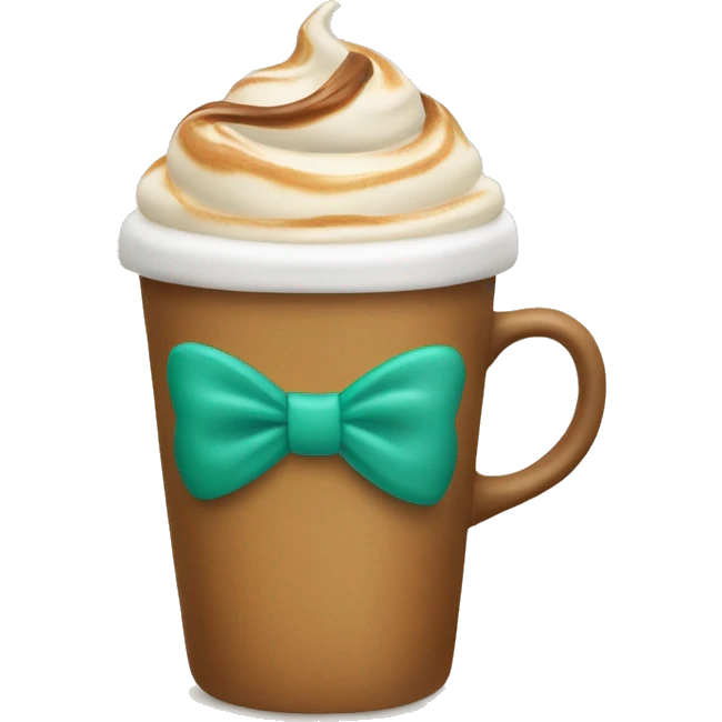 Carmel latte with brown bow in the middle emoji