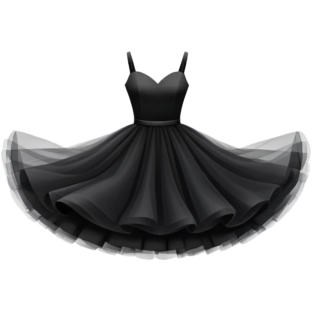black dress, isolated, tulle skirt, floating in the air emoji