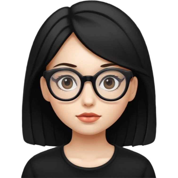 girl with big glasses,black wear emoji