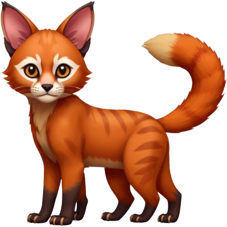 Caracal-Lykoi-Sphynx-Red-Panda-fusion-hybrid-animal-creature, full body emoji